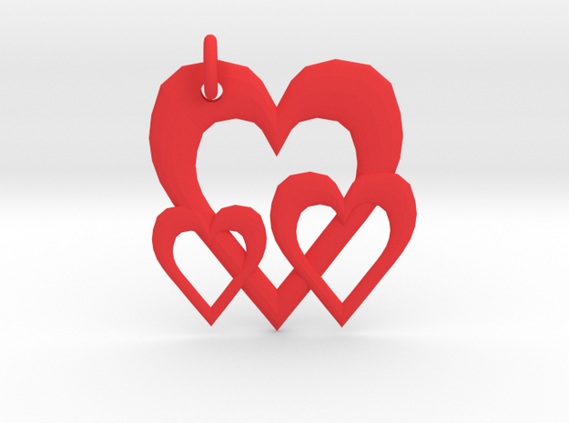 Linking Hearts Pendant in Red Processed Versatile Plastic