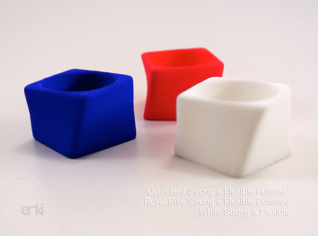 Twisted Cube - Ring - size54 - diam17,2mm in White Natural Versatile Plastic