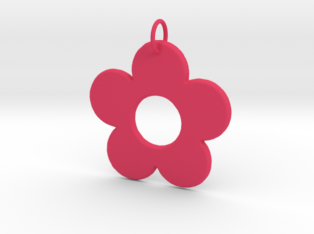 Groovy Flower Pendant in Pink Processed Versatile Plastic