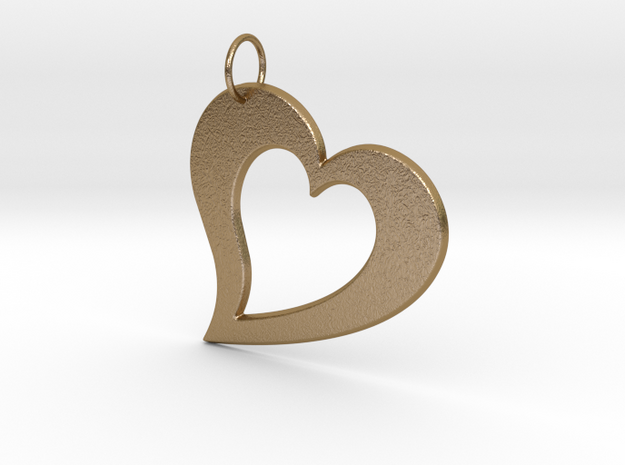 Heart Pendant in Polished Gold Steel