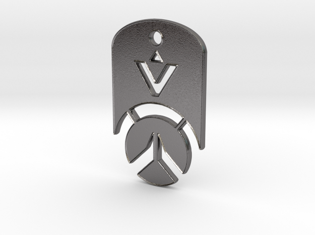 Overwatch Dog Tag *beveled edges* (Necklace) in Polished Nickel Steel