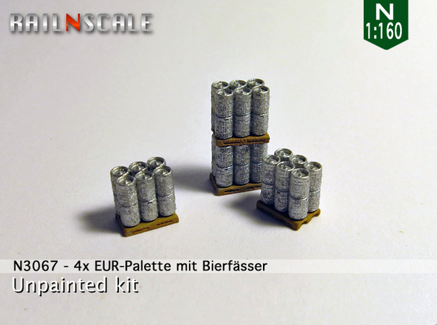 4x EUR-Palette mit Bierfässer (N 1:160) in Tan Fine Detail Plastic