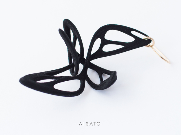 Dancing Butterfly Earring or Pendanttop in Black Natural Versatile Plastic