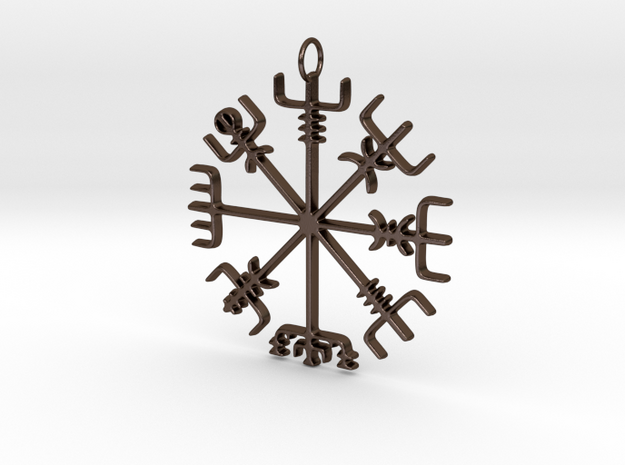 Vegvísir Pendant in Polished Bronze Steel