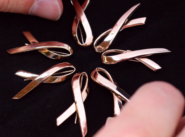 Ribbon Pin - Design by Debbie Claxton in 14k Rose Gold Plated Brass