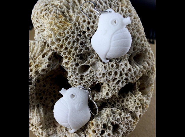 Sea Horse Earrings in White Natural Versatile Plastic