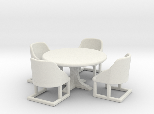 Cafe Table and chairs. Bistro style table and four in White Natural Versatile Plastic