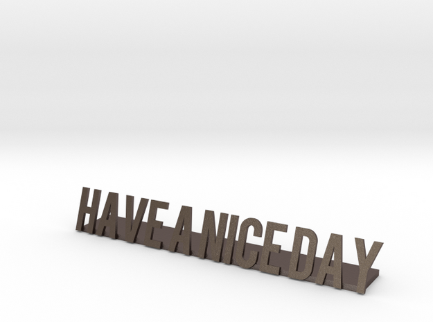 Have a nice day desk business logo 1 in Polished Bronzed Silver Steel