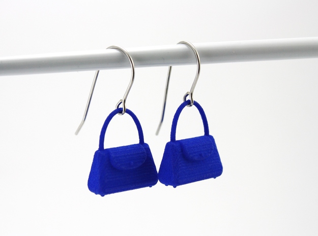 Purse Earrings in Blue Processed Versatile Plastic