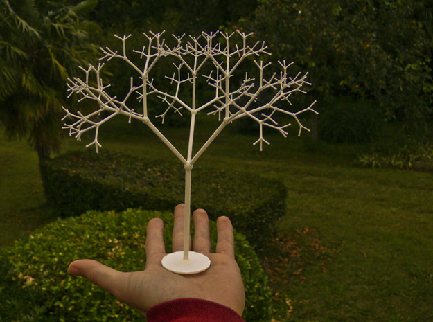 3D Golden Lévy Fractal Tree in White Natural Versatile Plastic