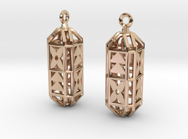 Octagon Cage Earrings in 14k Rose Gold Plated Brass