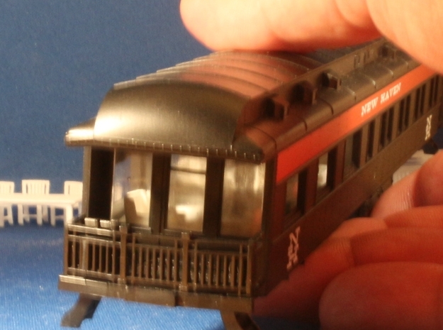 HO Scale Athearn Pullman Observation car interior in White Natural Versatile Plastic