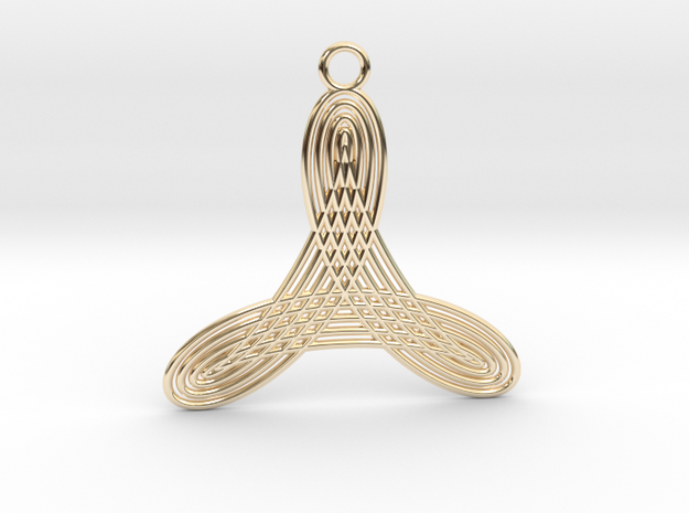0575 Pendant - Motion Of Points Around Circle #001 in 14k Gold Plated Brass