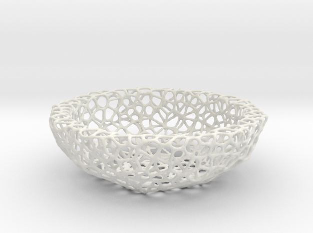 Fruit bowl (34 cm) - Voronoi-Style #2 in White Natural Versatile Plastic