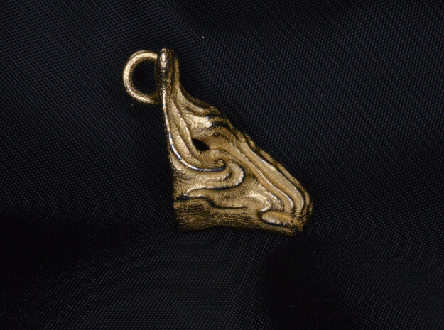 Horse Pendant in Polished Bronzed Silver Steel