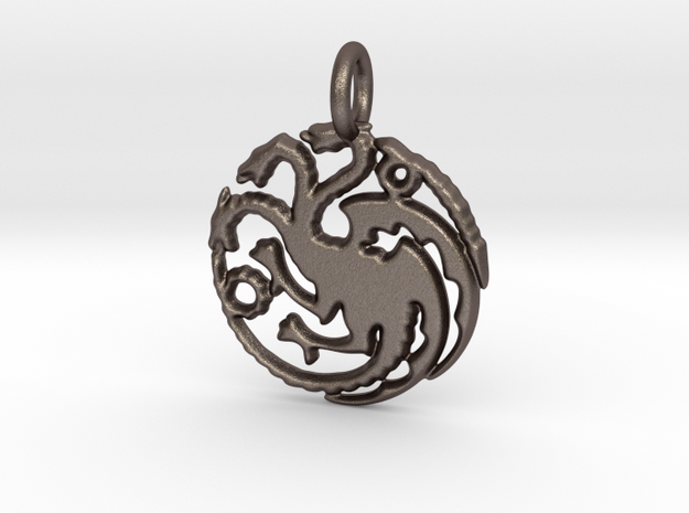Targaryen Sigil Keychain in Polished Bronzed Silver Steel
