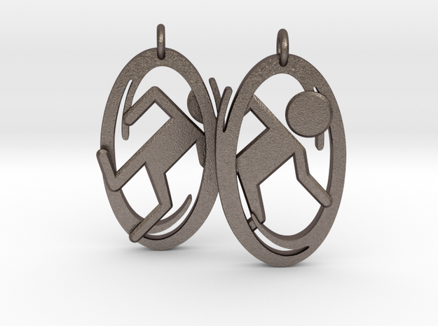 Portal Earrings in Polished Bronzed Silver Steel
