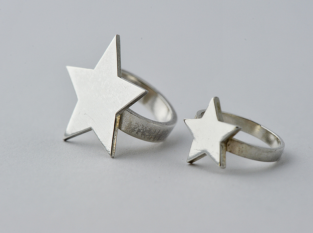 Silver Star Ring Size L in Polished Silver