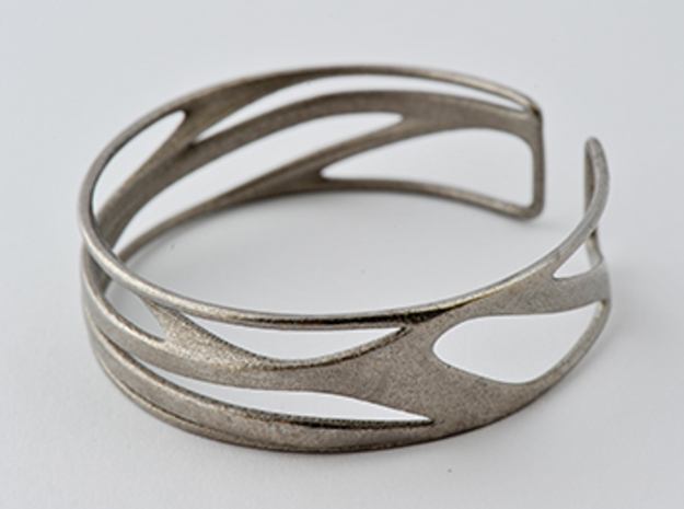 Inspired Curves (size s) in Polished Bronzed Silver Steel