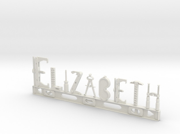 Elizabeth Nametag in White Natural Versatile Plastic