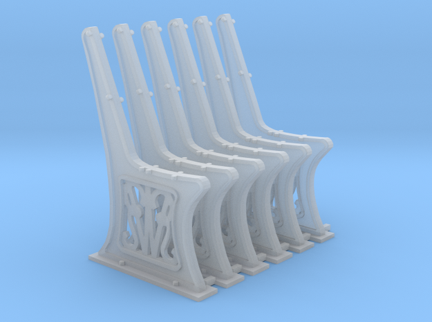 GWR Bench ends x 6 O Scale 7mm in Smooth Fine Detail Plastic