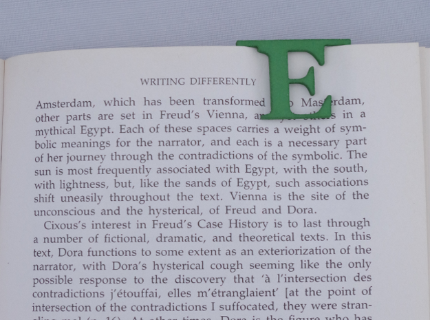 Bookmark Monogram. Initial / Letter  E  in Green Processed Versatile Plastic