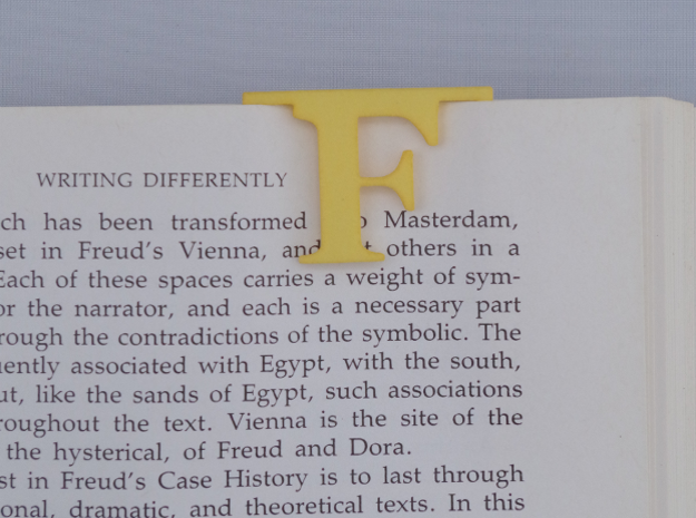 Bookmark Monogram. Initial / Letter F in Yellow Processed Versatile Plastic