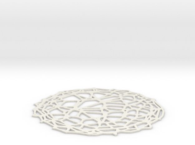 Drink coaster - Voronoi #4 (9 cm) in White Natural Versatile Plastic