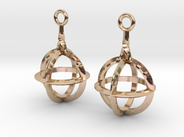 Sphere-Cage Earrings in 14k Rose Gold Plated Brass