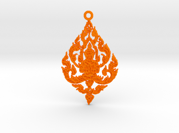 Buddha Pendant in Orange Processed Versatile Plastic