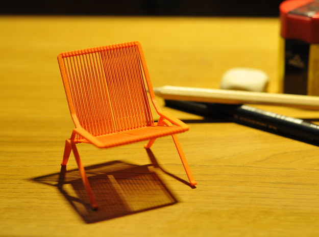 PK25 Style Chair 1/12 Scale in Orange Processed Versatile Plastic