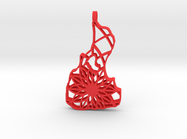 3D Printed Block Island Keychain 2 in Red Processed Versatile Plastic
