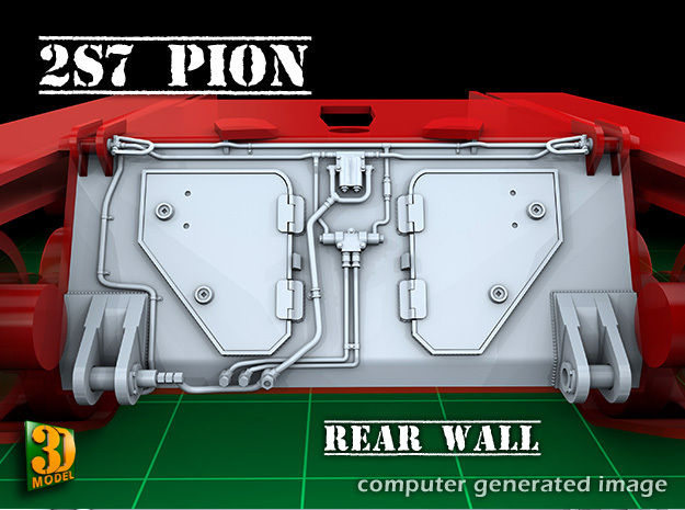 2S7 PION Rear Wall Update set (1:35) in Tan Fine Detail Plastic