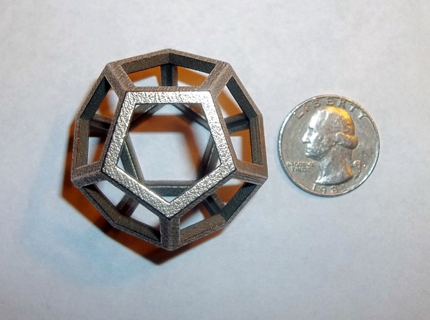 Dodecahedron 1.75" in Polished Bronzed Silver Steel