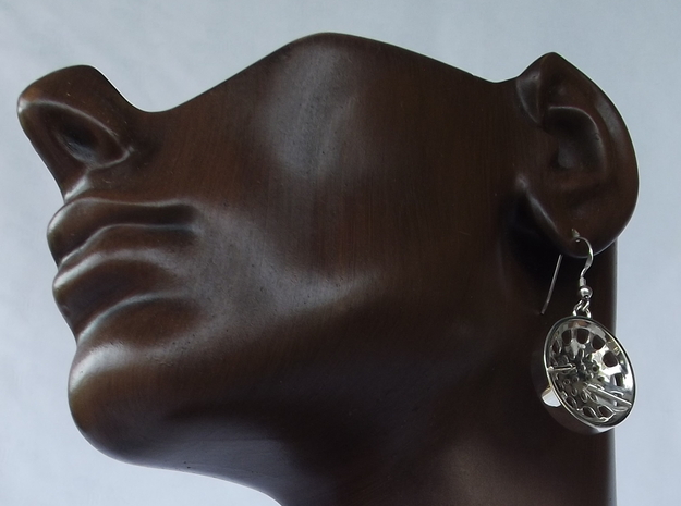 Low Tenor "Void" steelpan earrings in Polished Silver