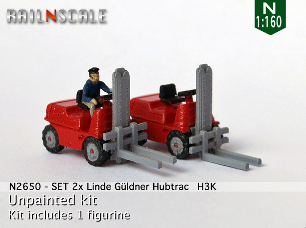 SET 2x Linde Güldner Hubtrac H3K (N 1:160) in Tan Fine Detail Plastic