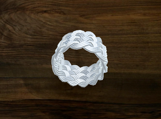 Turk's Head Knot Ring 6 Part X 13 Bight - Size 7 in White Natural Versatile Plastic