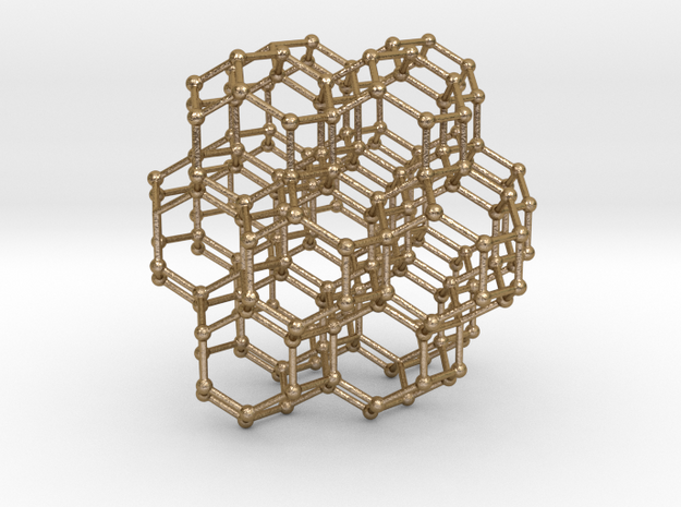 Bitruncated Cubic Honeycomb Sacred Geometry 80mm  in Polished Gold Steel