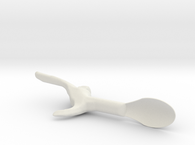 Right Hand Medium Spoon in White Natural Versatile Plastic