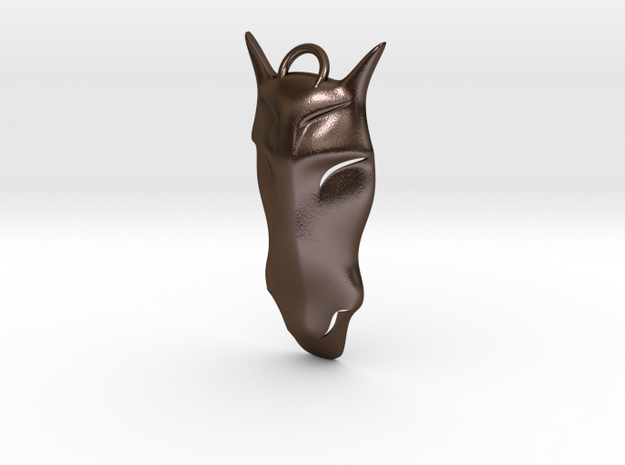 Mustang Head Pendant in Polished Bronze Steel