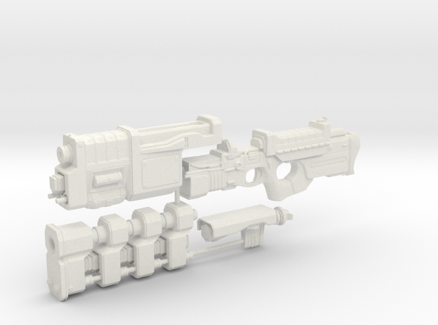 1/6th scale Railgun Extended (4 part kit) in White Natural Versatile Plastic