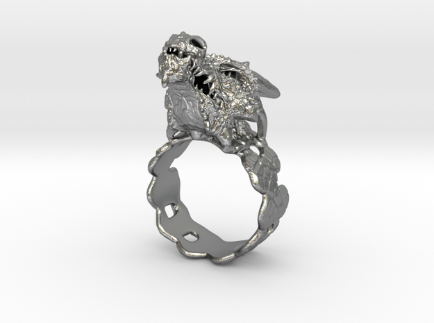 Dragon Ring in Natural Silver