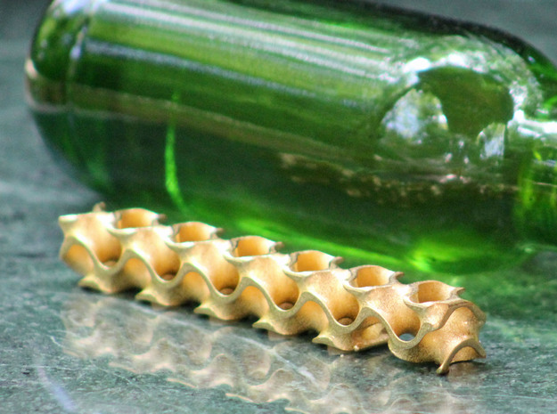 Gyroid Bottle Opener in Polished Gold Steel
