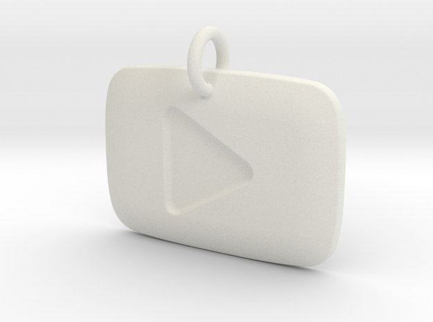 YouTube Play Button Pendant in White Natural Versatile Plastic