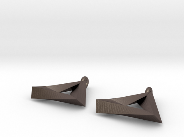 Penrose Triangle - Earrings (17mm | 2x mirrored) in Polished Bronzed Silver Steel