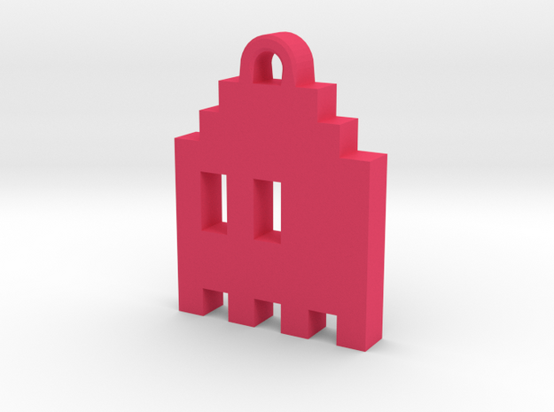 Pac Man Ghost 8-bit Earring 1 (looks L/R | moving) in Pink Processed Versatile Plastic