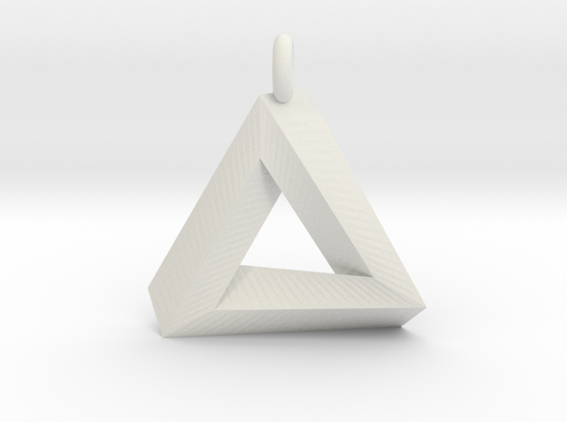Penrose Triangle - Pendant (3.5cm | 3.5mm O-Ring) in White Natural Versatile Plastic