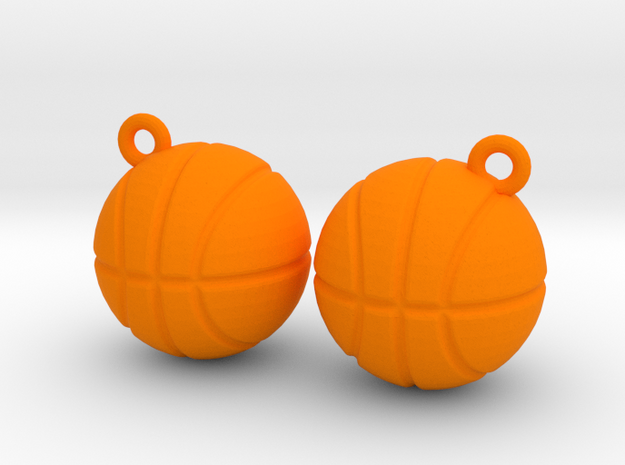 Basketball Solid Earrings in Orange Processed Versatile Plastic