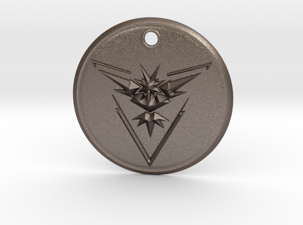 Team Instinct Pendant- Pokemon Go  in Polished Bronzed Silver Steel