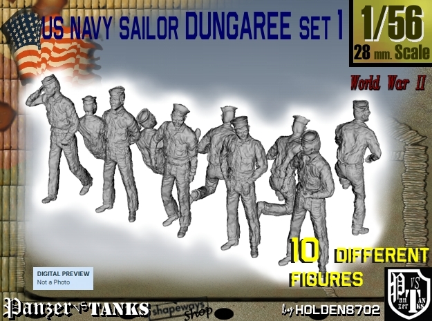 1-56 US Navy Dungaree Set 1 in Tan Fine Detail Plastic